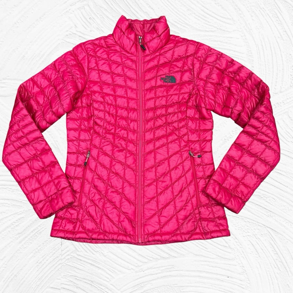 North Face Thermoball Puffer Jacket Womens Small Fuchsia Pink Full Zip Insulated